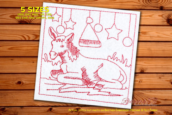 A Christmas Donkey Embroidery Design for Branded Merchandise