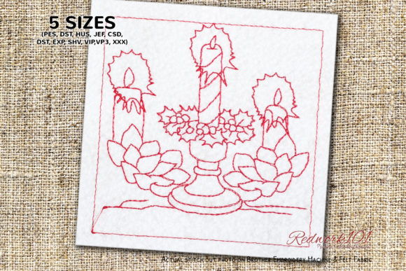 A Cozy Christmas Redwork Design for Handmade Gifts