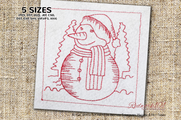 A Cozy Snowman Redwork Design for Holiday Products
