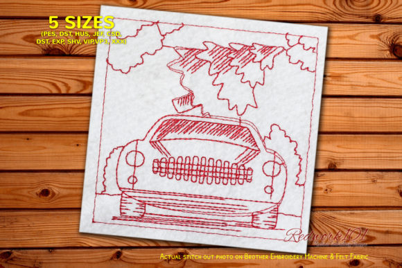 Car with Christmas Tree Lineart Embroidery Design Review